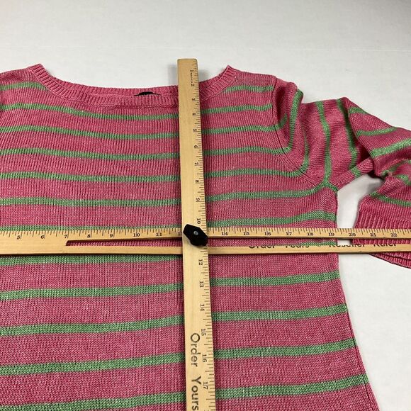 Talbots Linen Tunic Sweater Striped Long Sleeve Coastal Casual Pullover MEDIUM - Picture 7 of 10